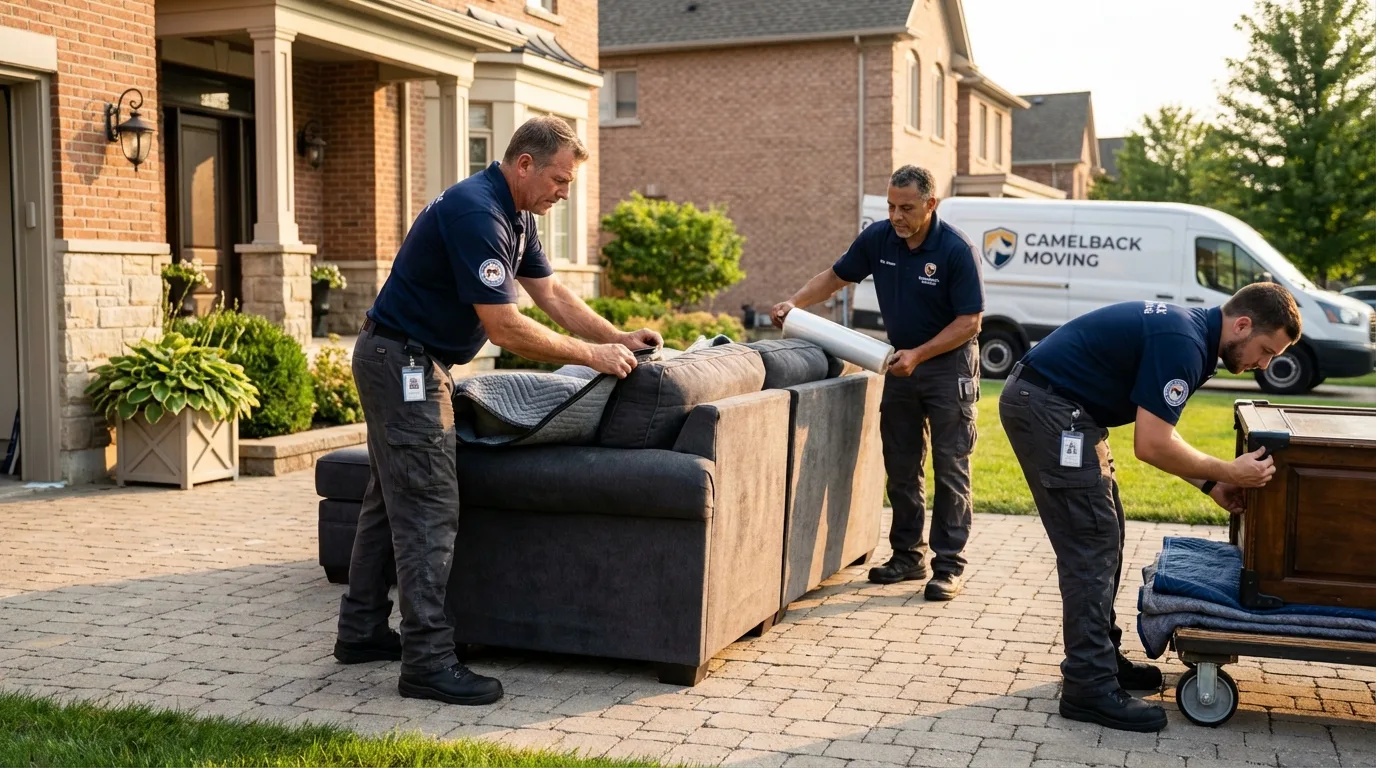 Large estate moving crew wrapping furniture in Prospect, PA