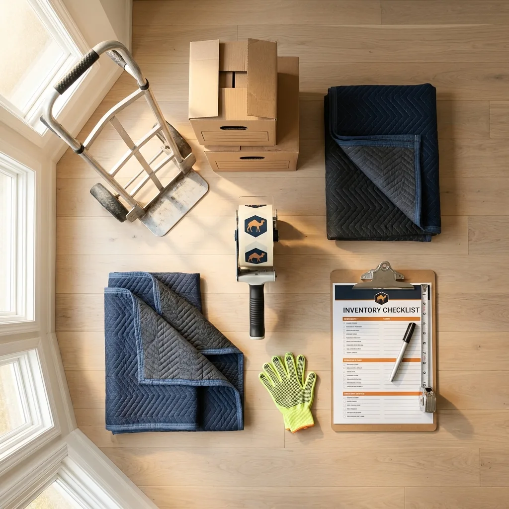Professional moving supplies and packing materials layout for Prospect residential relocations