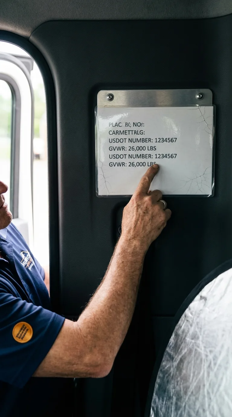 USDOT licensing placard verification in Prospect